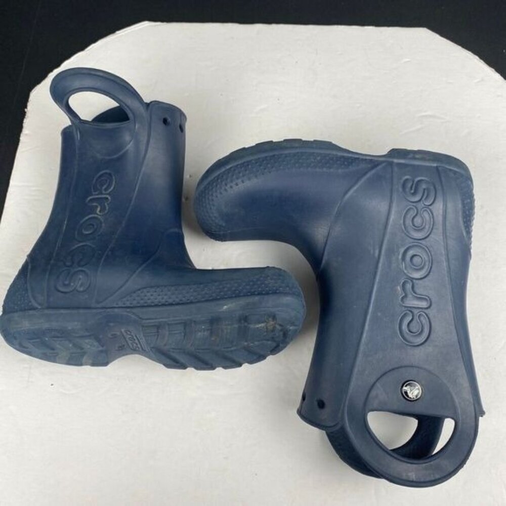 Crocs Kids Size C 12  Handle It Rain Boots Navy Pull On  Waterproof,Outdoor